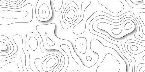Abstract wavy line 3d paper cut white background with shadows. Abstract realistic papercut decoration textured with wavy layers. Topographic contour lines vector map seamless pattern vector. - obrazy, fototapety, plakaty