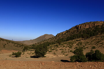 View on a mountain in the Middle Atlas which is a mountain range in Morocco