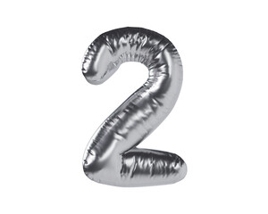 Number 2 Silver 3d illustration