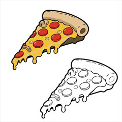 Pizza coloring page vector illustration