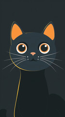 Adorable Black Kitty, Cute Drawing with Enchanting large Eyes