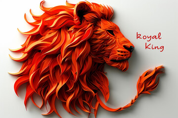 Royal King Lion: 3D Lion Logo - obrazy, fototapety, plakaty