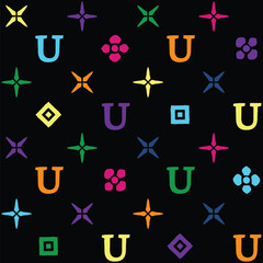 U Monogram pattern repeat illustration vector desogn