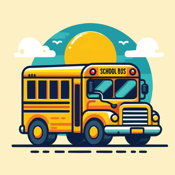 Back to school. Yellow School Bus background
