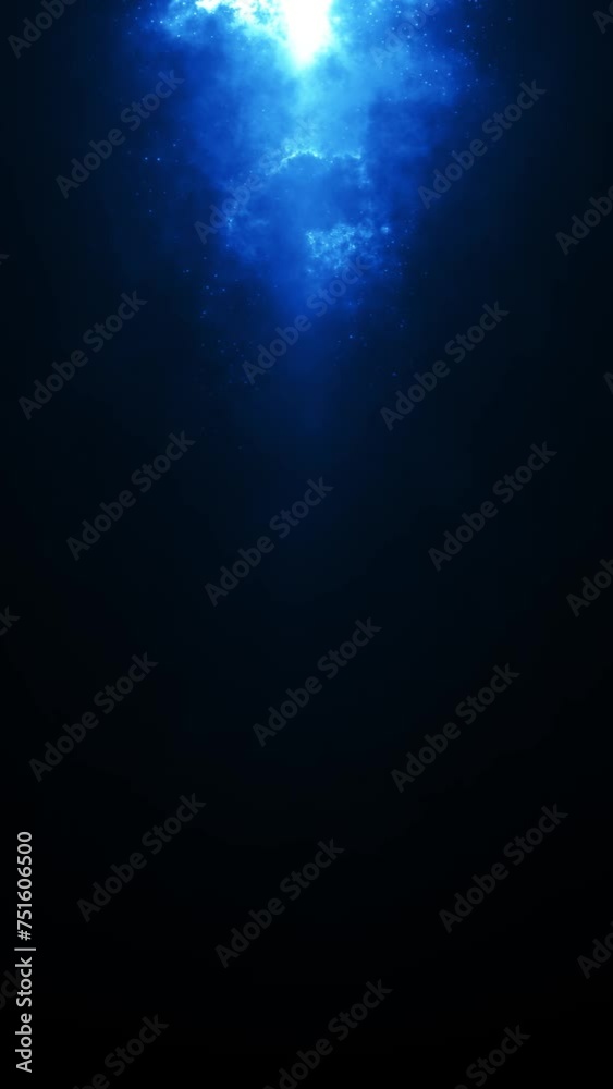 Poster abstract 4k seamless loop background with glowing blue energy lights and sparkling flying particles