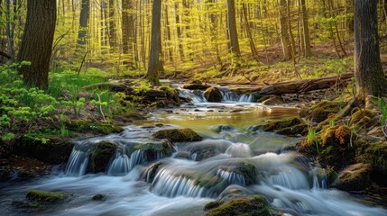 Fototapeta premium Serene Forest Creek at Sunset