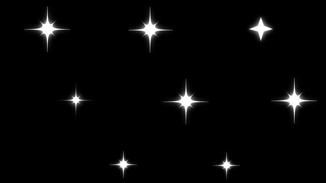 sparkling stars Shine animation. Shimmering light. Shine effect sprite sheet for motion design.
 Glow twinkle movement timeline, energy explosion video