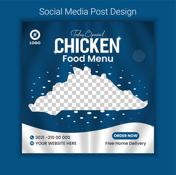 Special chicken social media post design. Restaurant food menu web banner set for online business promotion. fried chicken poster design.	

