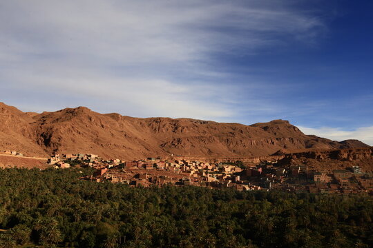 View on a village in the Haut Atlas Oriental National Park located in Morocco.