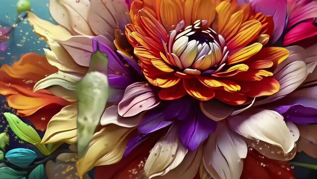 Flowers and bird seamless looping 4k animation video background