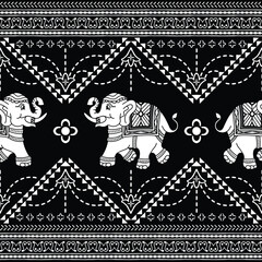 Elephant, elephant pant, Chang monogram repeat, Elephant animal ethnic pattern pattern illustration vector design