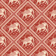 Elephant, elephant pant, Chang monogram repeat, Elephant animal ethnic pattern pattern illustration vector design