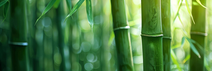 Tranquil Bamboo Forest with Sunlight Filtering Through Leaves