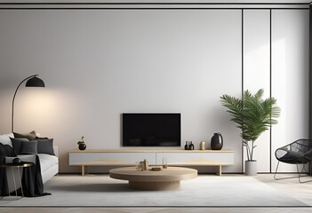 mock up wall living room in minimal style