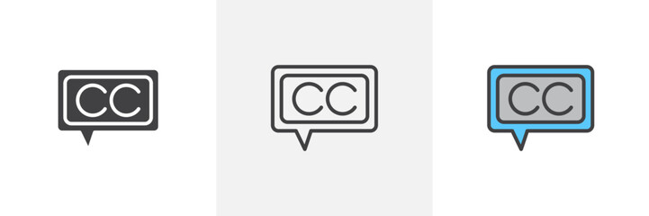Closed Caption Isolated Line Icon Style Design. Simple Vector Illustration