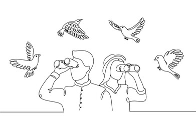 Birdwatching. People. Birds