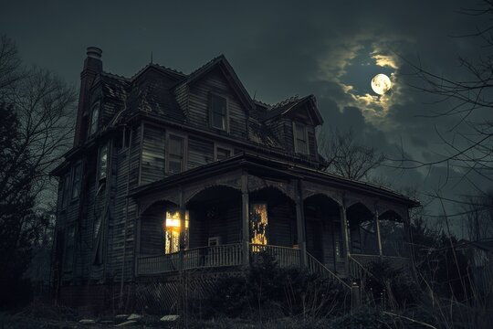 Flickering lights and eerie whispers fill a haunted house an EVP recorder capturing the unseen for a ghost hunter