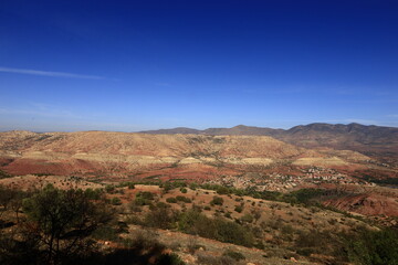 View on a mountain in the High Atlas is a mountain range in central Morocco, North Africa, the highest part of the Atlas Mountains