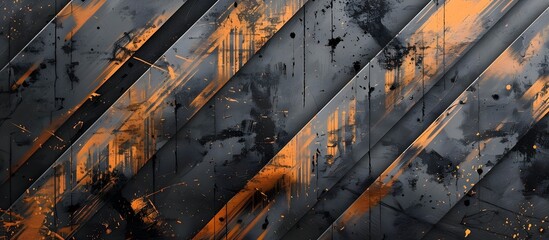 Stylish Black and Orange Abstract Wallpaper in Rustic Futurism Style