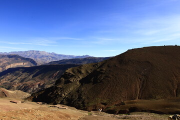 View on a mountain in the High Atlas is a mountain range in central Morocco, North Africa, the highest part of the Atlas Mountains