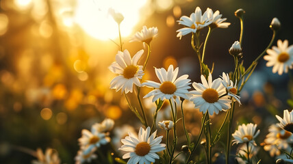 Daisies Blossoming in a Vibrant Summer Meadow, Nature's Beauty Captured in a Bright and Floral Field
