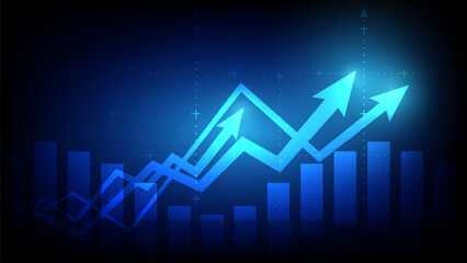 Stock market investment trading graph in graphic concept suitable for financial investment or Economic trends business idea on blue background. Vector illustration design.