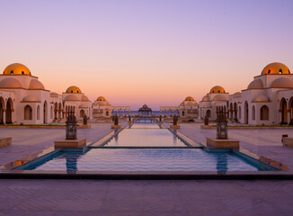 evening view of the square in Sahl Hasheesh for banner background