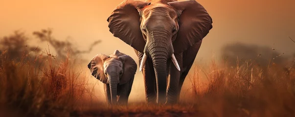 Fototapeten mother and baby elephant © Svitlana