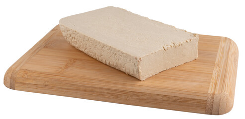 tahini halva on a wooden board