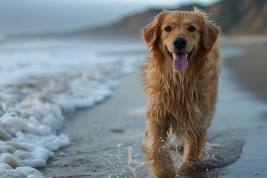 Explore a charming snapshot of a happy dog with an infectious smile at the beach
