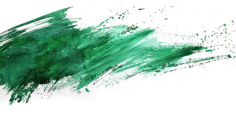 Dark green ink brush stroke, Dark green brush splashes isolated on transparent png.