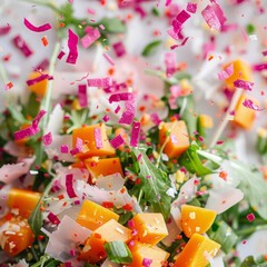 fresh vegetable salad background close up.