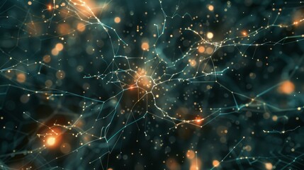 Abstract ai learning concept: technology background illustrating interconnected nodes and pathways