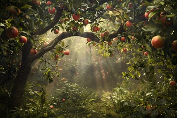 Garden of Eden reimagined in a 3D multiverse each tree a portal to worlds unknown each fruit a lesson in the complexity of original sin