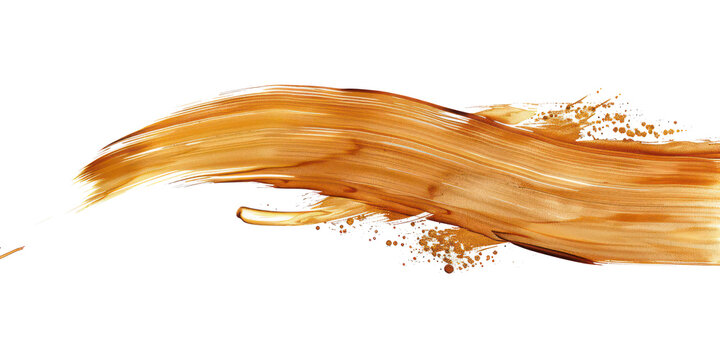 Brown ink brush stroke, Brown brush splashes isolated on transparent png.	