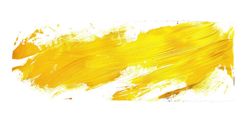 Yellow ink brush stroke, Yellow brush splashes isolated on transparent png.	
