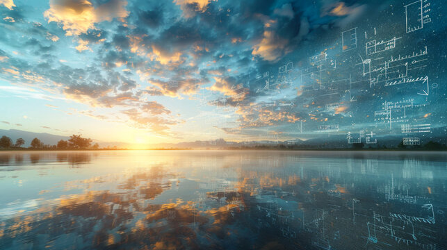 Abstract concept of mathematics, the beauty of nature and science