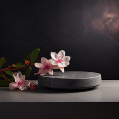 Obraz na płótnie Canvas Luxury Product Showcase with Black Stone Material.