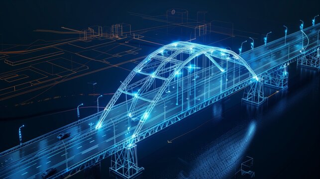 vision of architecture of a 3d model bridge project