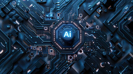 a silicon chip with the word ai - obrazy, fototapety, plakaty