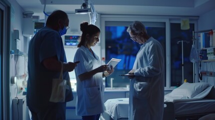 nurse using tablet in hospital