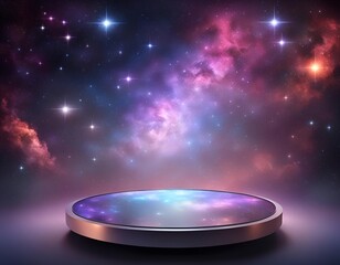 product display dais with a starry cosmic nebula