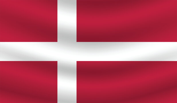 Flat Illustration of Denmark flag. Denmark national flag design. Denmark Wave flag.
