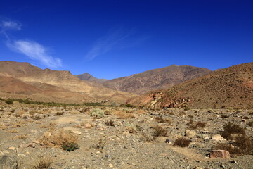 Fototapeta na wymiar View on a mountain in the High Atlas which is a mountain range in central Morocco, North Africa, the highest part of the Atlas Mountains