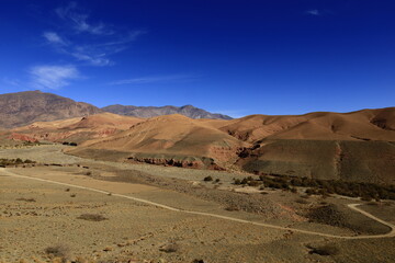View on a mountain in the High Atlas  which is a mountain range in central Morocco, North Africa, the highest part of the Atlas Mountains
