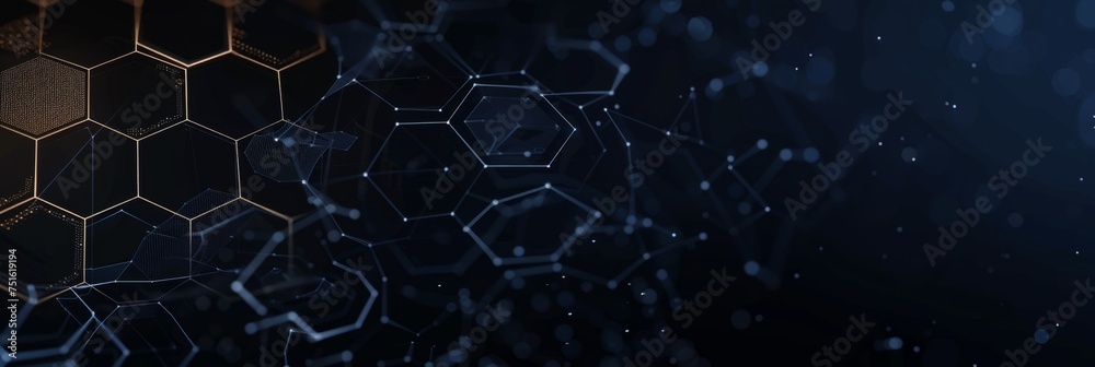 Poster an image of a dark background with various technology concepts generative ai