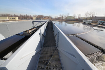 Wastewater treatment is carried out in aeration tanks of propellant - obrazy, fototapety, plakaty