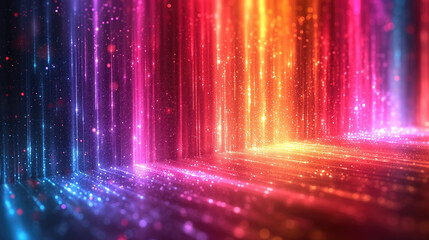 Neon Lines Streaks with Glowing Shining Particles