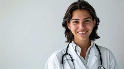 Smiling Female Doctor in Queer Academia Style - obrazy, fototapety, plakaty