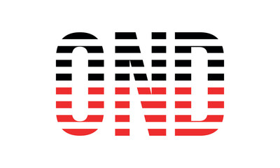 OND three initial letter iconic line negative space minimal logo design vector template. monogram, abstract, wordmark, business, typography, minimalist, brand, company, flat, modern, unique, simple